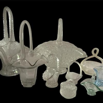 Vintage Clear Glass Decorative Baskets