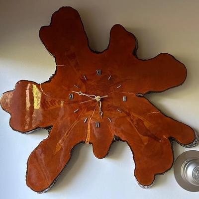 MCM Wood Slab Wall Clock