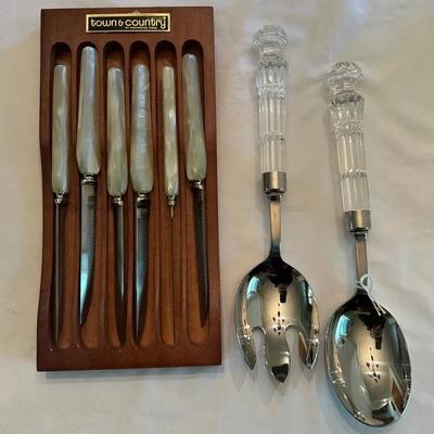 Town & Country Steak Knives With Waterford Salad Utensils