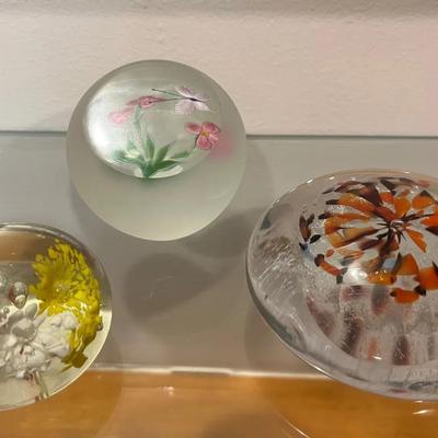 Sweden Art Glass Signed Paperweight + 1 More Signed +