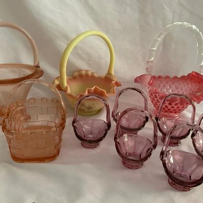 Colorful Vintage Glass Baskets Including Fenton #2