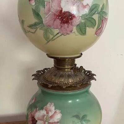 Gone With The Wind Hand Painted Floral Oil Lamp