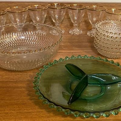 Vintage Hobnail Glass With Gold Details