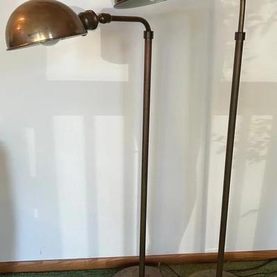 Pair Of Brass Pharmacy-Style Floor Lamps
