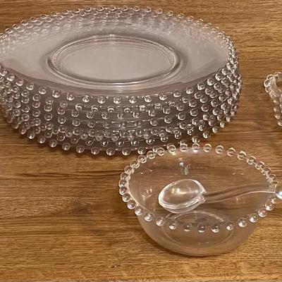 Vintage Hobnail Glass Played And Serving Bowls