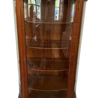 Antique Curved Glass China Cabinet