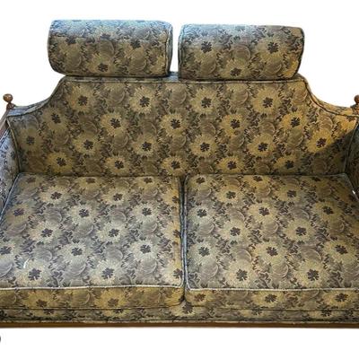 Antique Loveseat With Carved Wooden Frame