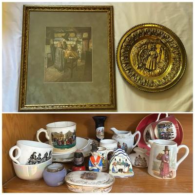 “Market Day In Wales” Framed Print, Embossed Brass Plate & Souvenir Variety