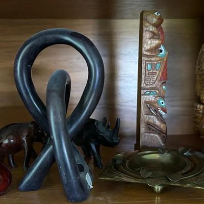 Hand-Carved Animals, African Eternity Knot, Totem Pole
