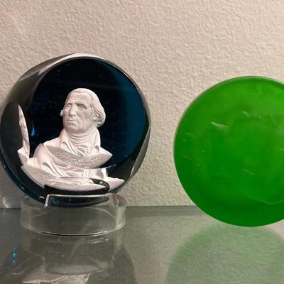 George Washington Sulphide + Kennedy Paperweights