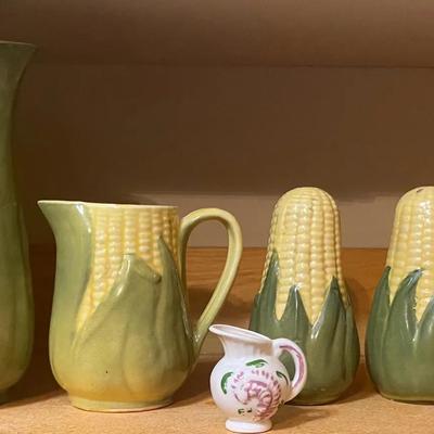 Vintage Shownee Corn King Pitchers And Salt & Pepper Shakers 