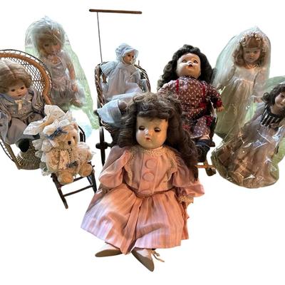 Collection Of Dolls Including Effanbee Honey, Bride Doll & More