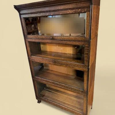Vintage Antique Oak Barrister Bookcase