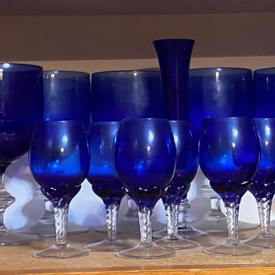 Collection Of Cobolt Blue Glassware