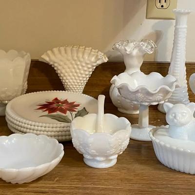 Vintage Milk Glass Some With Hobnail Pattern