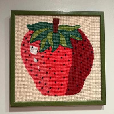 Strawberry Needlepoint Wall Art