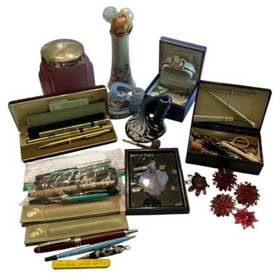 Vintage Office Supplies Including Cross Pens