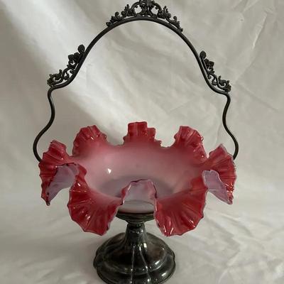 Victorian Pink Ruffled Bride’s Basket