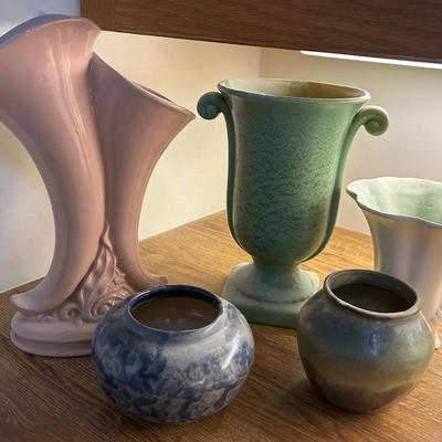 Pastel Art Deco Pottery Vases