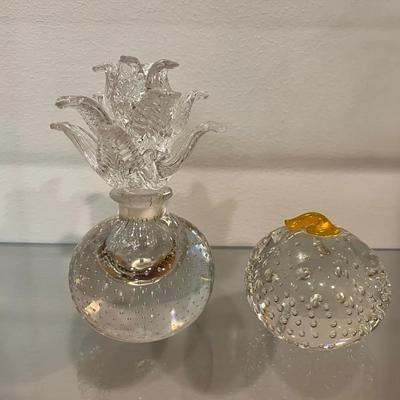 1918 Pairpoint Controlled Bubble With Glass Leaf Stopper + Pumpkin