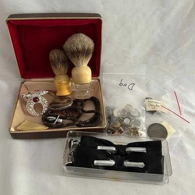 Vintage Shaving Brush Set, Cufflinks & Bow Ties