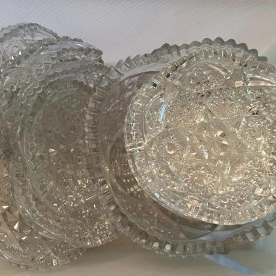 Collection Of Cut Glass Dishes With Steuben Crystal Floret Bowl