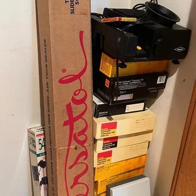 Portable Projector Screen, Carousel Slide Trays & Video Tripod