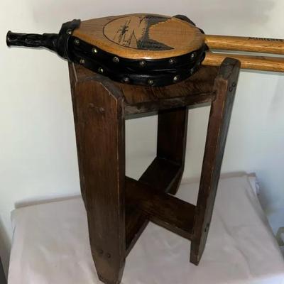 Mission-Style Oak Plant Stand & Fireplace Bellow