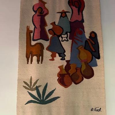 Hand-Woven Wool Tapestry By Artist Olga Fisch