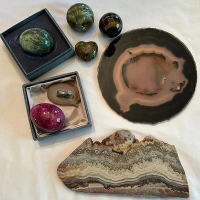 Polished Agate, Tiger’s Eye, Hand Carved Eggs & More