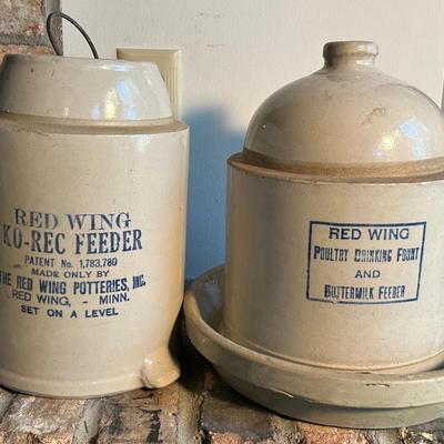 Red Wing Stoneware Poultry Feeders