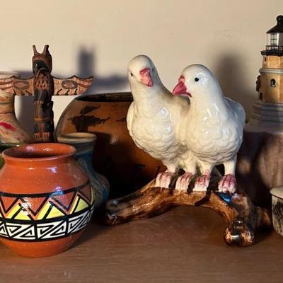 Pottery Vases, Porcelain Doves & Other Decorative Collectibles