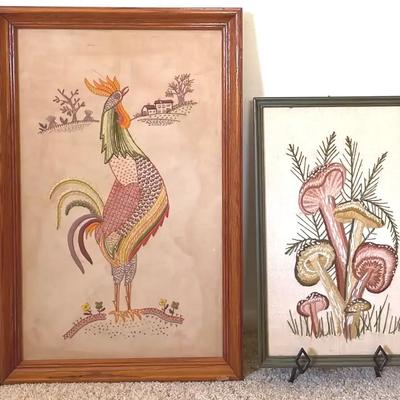 Crosstitch And Embroidered Framed Art.