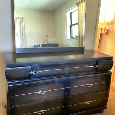 Dark Brown Dresser with Mirror 