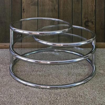 Vintage 1980s Three-Tier Swivel Coffee Table