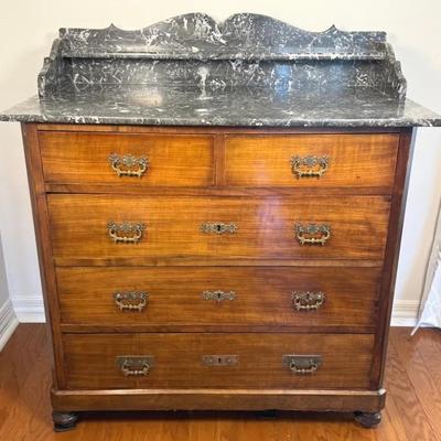 Vintage Dry Wash Stand With Marble Top