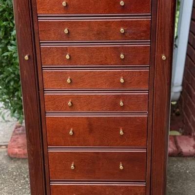 Queen Ann Mahogany 1989 Jewelry Cabinet 