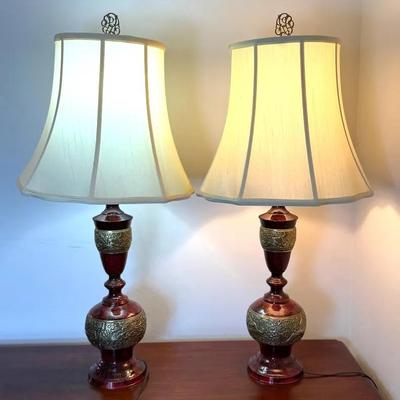 Brass Faux Marble Lamps
