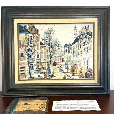 Vintage Victorian Handpainted Etching By C. Harsha