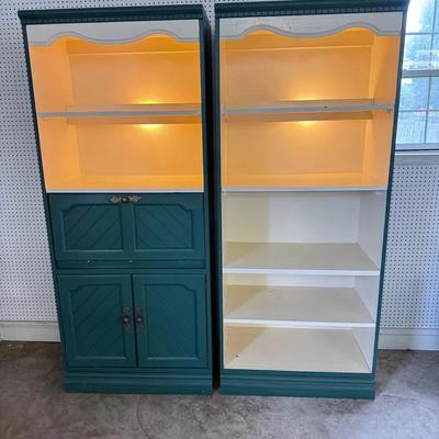 Two Hardwood Painted Display Cabinets