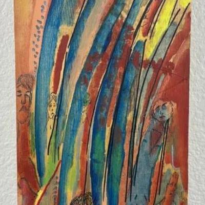 Colorful Abstract Painting on Board