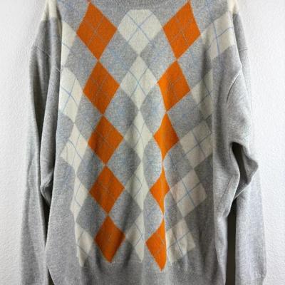 Toscano - Italian Merino Wear Gray & Orange Sweater