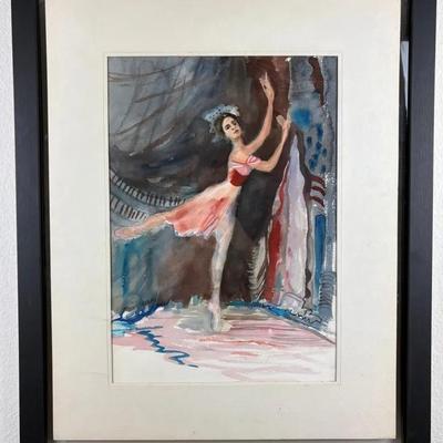 Marion Maas - Signed & Framed Dancer Original Watercolorl