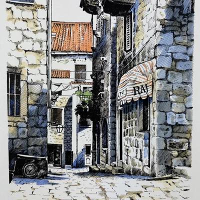 Monica Heller Cole - HVAR - Signed Street Scene Original Watercolor