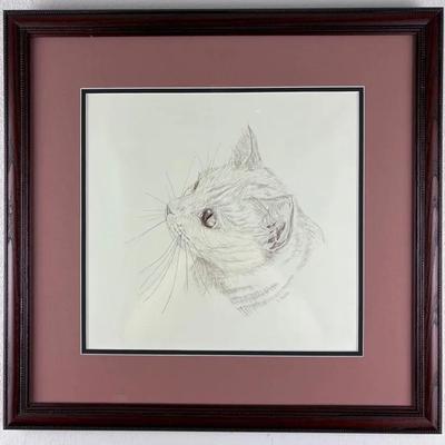 D. Tarr - Signed & Framed Original Cat Portrait Drawing