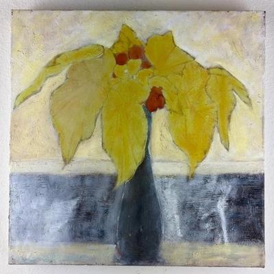 Abstract Modernist Palm Tree Painting on Canvas