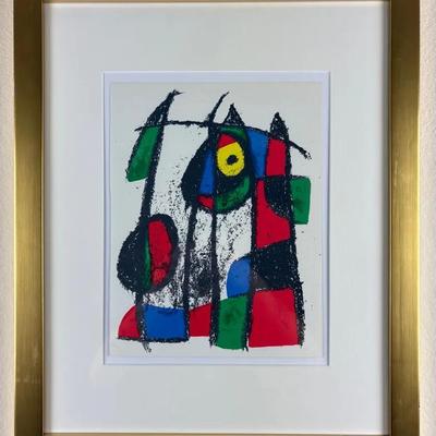 Joan Miro - Colorful Abstract Framed Original Lithograph W/ COA