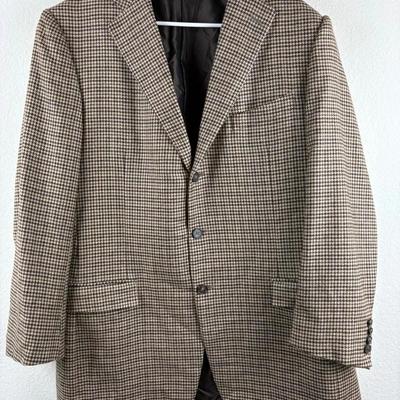 Ermenegildo Zegna - Italian Brown Houndstooth Silk & Cashmere Blend Jacket