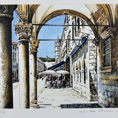 Monica Heller Cole - Dubrovnik - Signed Street Scene Original Watercolor