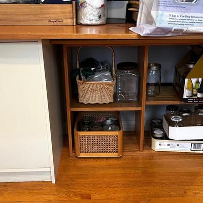 Melamine and Faux Oak Engineered Wood Storage Cabinet and Cubby with Removable Countertop